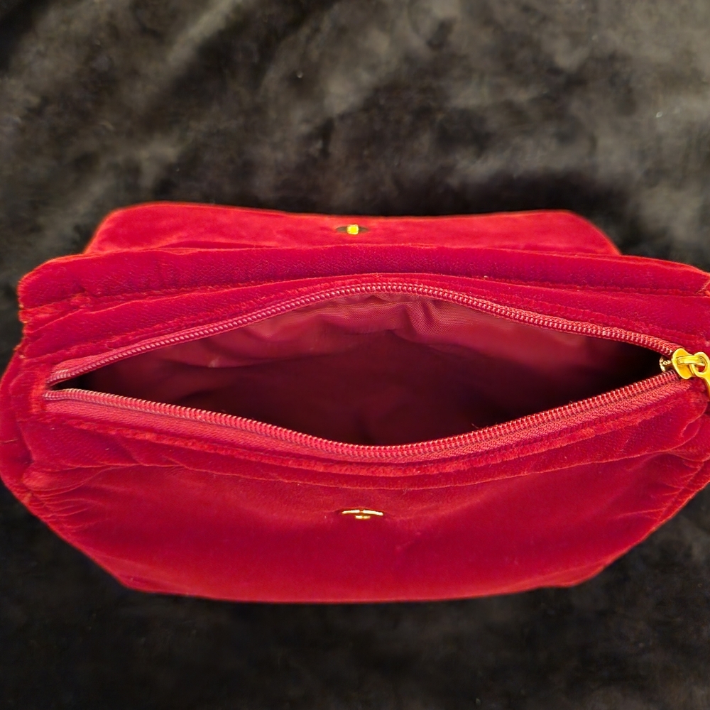 Vintage 1990's Paloma Picasso Wine Red Velour Cosmetics Bag - Picture 4 of 10